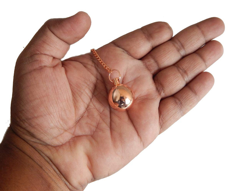 Openable Round Ball Copper Metal Pendulum. Healing Dowsing Reiki Metaphysical Chakra Balancing Pendulum for Divination & Dowsing.