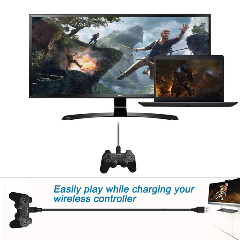 PS3 Charger Cable,10ft PS3 Controller Charging Cord,Mini USB Cable for Sony Playstation 3 Controller,DualShock 3 SIXAXIS,PS3 Slim Data Charger Wire PS Move,TI84 Plus CE,PS3 Charging Cables