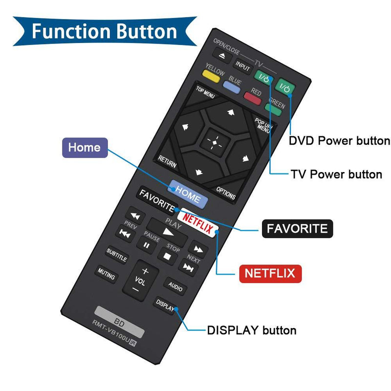 New RMT-VB100U RMT-VB201U Blu-Ray Player Remote Compatible with Sony Player BDP-BX150 BDP-BX350 BDP-BX550 BDP-BX650 BDP-S1500 BDP-S2500 BDP-S2900 BDP-S3500 BDP-S4500 BDP-S5500 BDP-S6500 BDP-S3700