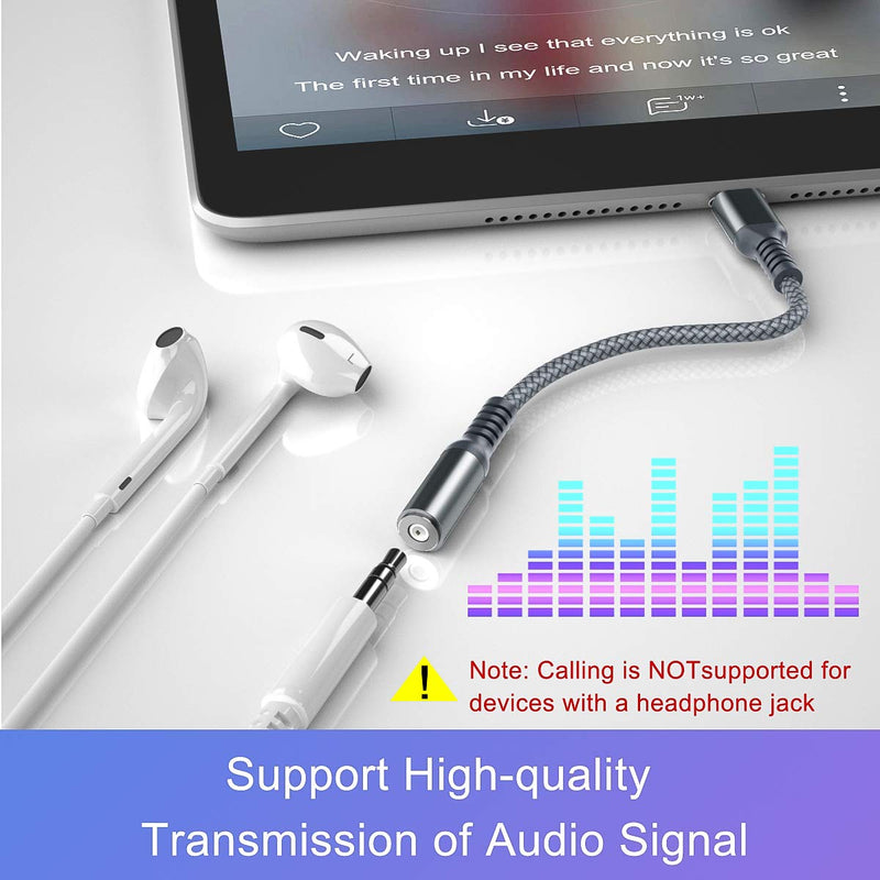 USB C to 3.5mm Adapter,Type C 1/8 Inch Headphone Jack Audio Aux Converter for Samsung Galaxy S20 S21 S22 Ultra Plus Note 10 20,Google Pixel 5 XL,iPad Pro Air 4 4th 2020 5th 2021 Mini 6 6th Generation Gray