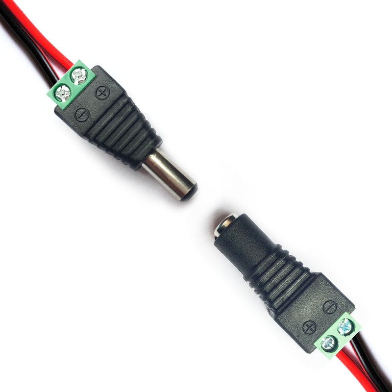 DAYKIT 10 Pairs 12V Male+Female 2.1x5.5MM DC Power Jack Plug Adapter Connector for CCTV Camera