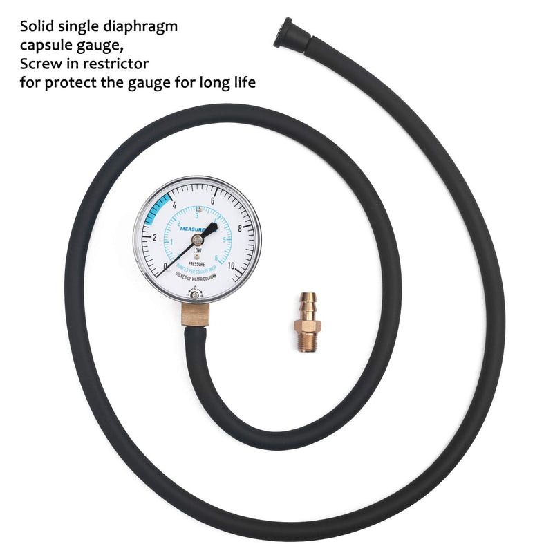 MEASUREMAN Natural Gas or LP Gas Manifold Pressure Test Kit, 0-10 "W.C., 1/4"NPT, 40" Length Hose 0-10inH2O Pressure Test Kit