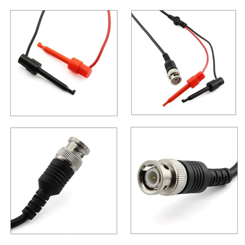 Longdex 1-Pack Oscilloscope Accessories BNC Male Plug Q9 Connector to Nylon Dual Hook Clips Minigrabber Test Leads Oscilloscope Probe