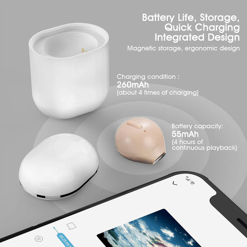 SZHTFX Bluetooth Earbud, Bluetooth5.0 Wireless Earbud Bluetooth Earpiece Car Headset with 260mAh Charging Box Enhanced Comfort - Single Earbud (Nude) nude