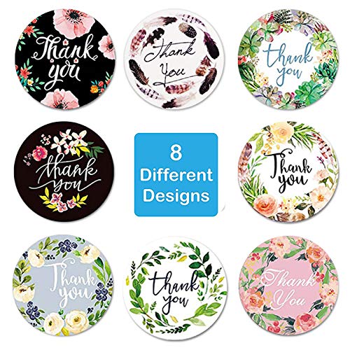 Thank-You-Stickers-Roll 500 Pcs 1.5'' Round Black Rose Gold Thank You Labels Adhesive Seal Stickers Roll Labels, Thank You Stickers… (Style G) Style G