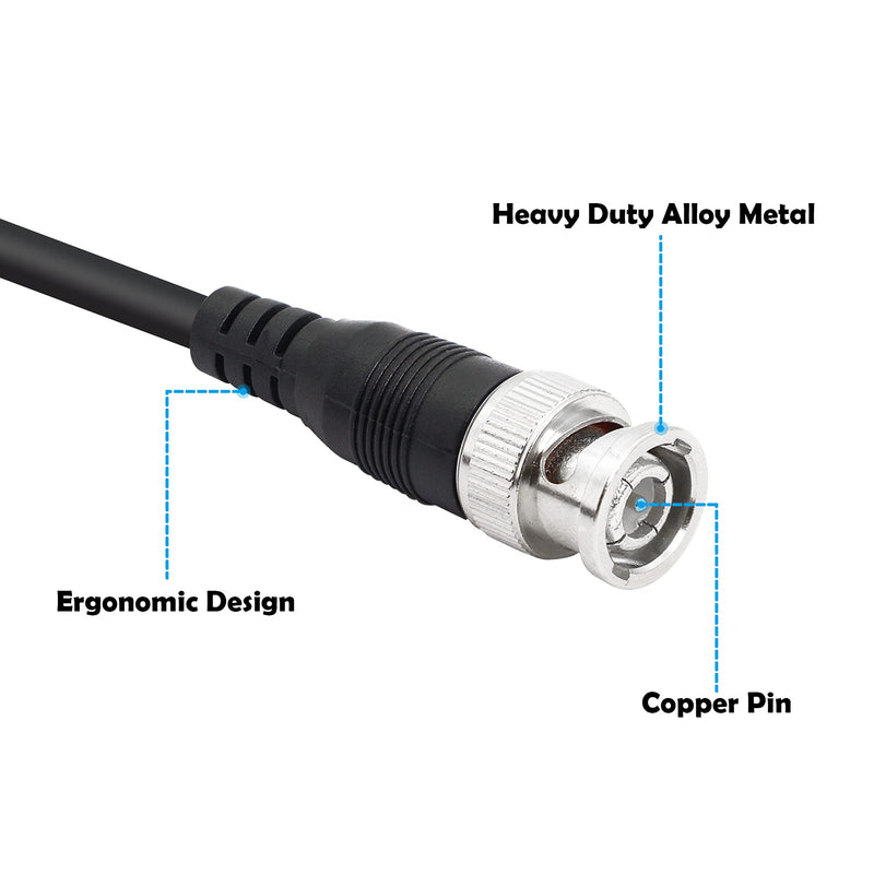 YACSEJAO BNC to 6.35mm TS Adapter Cable 2M/6.6FT 1/4"Mono Plug to BNC BNC Plug Bidirection Connector Cable for CCTV DVR Camera Antenna Radio and More