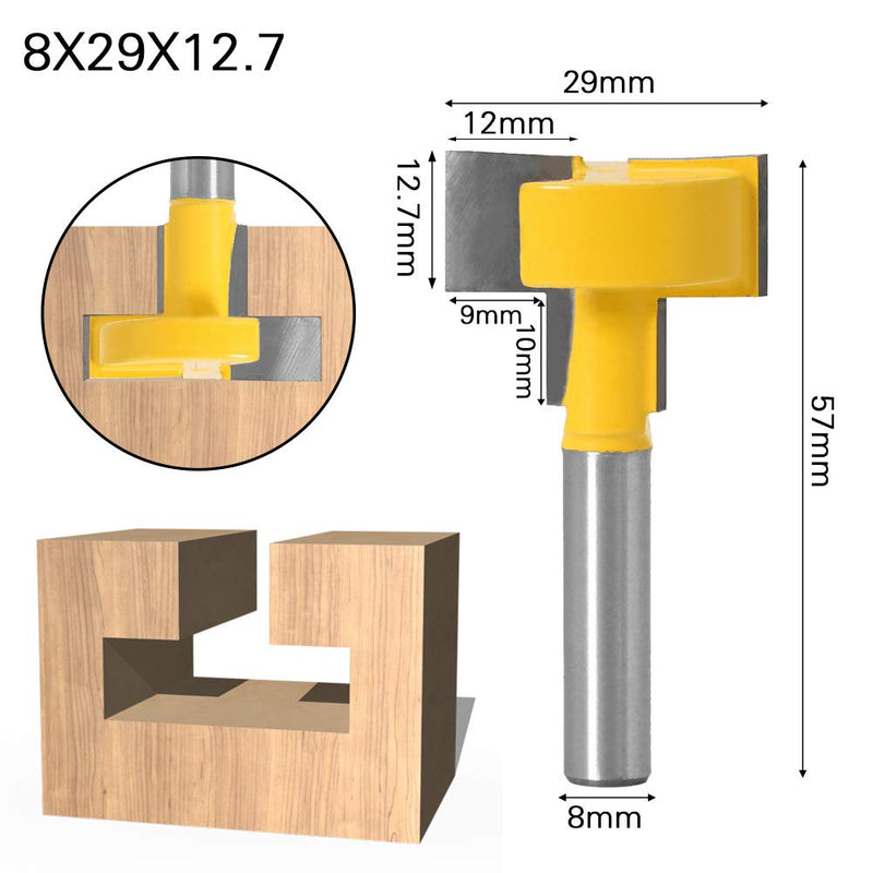 WSOOX 3 pieces T-slot cutter T-slot & T-track slotting cutter router bit set with 8 mm shank