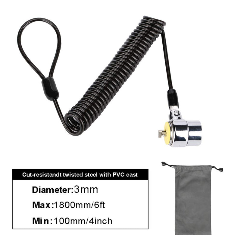 LORADAR Security Hardware Cable Lock Kit ,Retractable Cable Lock Portable Keyed Laptop Lock 3 Keys 6.2Ft for Monitors, Laptops, MacBooks, Tablets, iPad,Mac Mini, (Keyed Different)