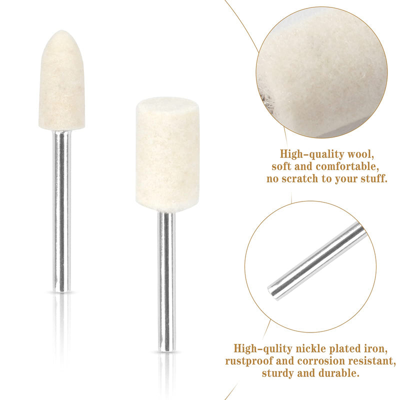 155 pieces wool felt polishing discs, polishing attachment set, polishing heads, polishing pad, 25/13/3 mm, rotary tool, accessories for wood, jewelry, drill, metal, aluminum, stainless steel, polishing, cleaning with handle