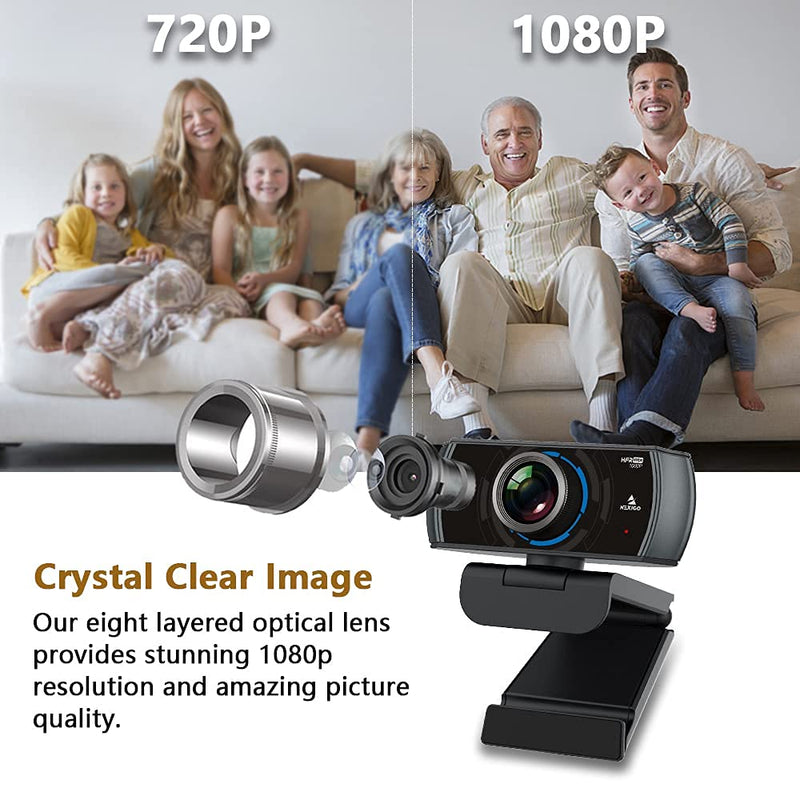 1080P 60FPS Webcam with Microphone and Software Control, 2021 NexiGo N980P USB Computer Camera, Built-in Dual Noise Reduction Mics, 120° Wide-Angle for Zoom/Skype/FaceTime/Teams, PC Mac Laptop Desktop