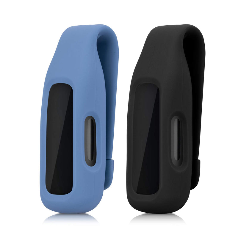 kwmobile 2X Clip Holders Compatible with Fitbit Inspire 2 / Ace 3 - Clip-On Holder Replacement Set - Black/Slate Grey black / slate grey