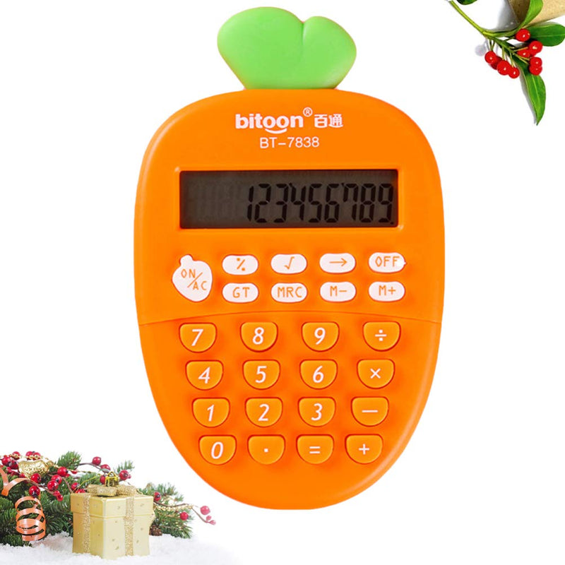 Toyvian Small Electronic Calculator Carrot Shape 12-Digit Portable Calculator Study Office School Supplies for Kids Students