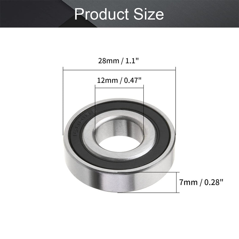 Othmro 1Pcs 16001-2RS Deep Groove Ball Bearings, Double Sealed Bearing, 12x28x7mm Deep Groove Bearings, High Carbon Chromium Bearing Steel Roller Guide Bearing for ScootersShip Rudder Shafts Elevator 16001-2RS 12x28x7mm