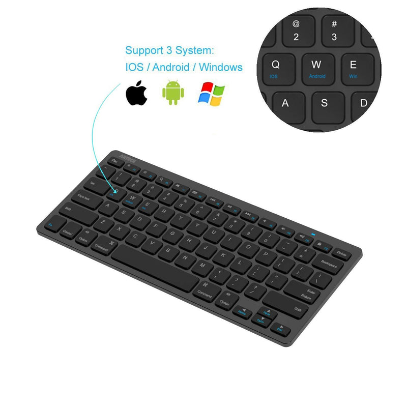 Arteck Ultra-Slim Bluetooth Keyboard Compatible with iPad 10.2-inch/iPad Air/iPad 9.7-inch/iPad Pro/iPad Mini, iPhone and Other Bluetooth Enabled Devices Including iOS, Android, Windows, Black
