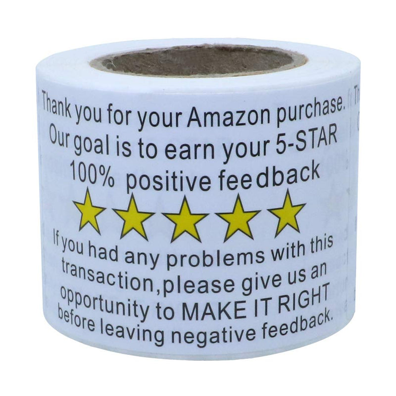 Hybsk 2"x 3" Amazon Thank You for Your Purchase Feedback Shipping Labels Adhesive Label 200 Per Roll