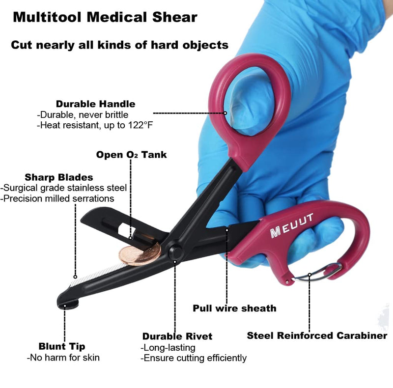 MEUUT 2 Pack Medical Scissors Trauma Shears-7.5" Bandage Scissors, Fluoride -Coated Blades Nursing Scissors Surgical Grade Shears EMT Scissors for EMT Workers Doctors Nurses Burgundy+White