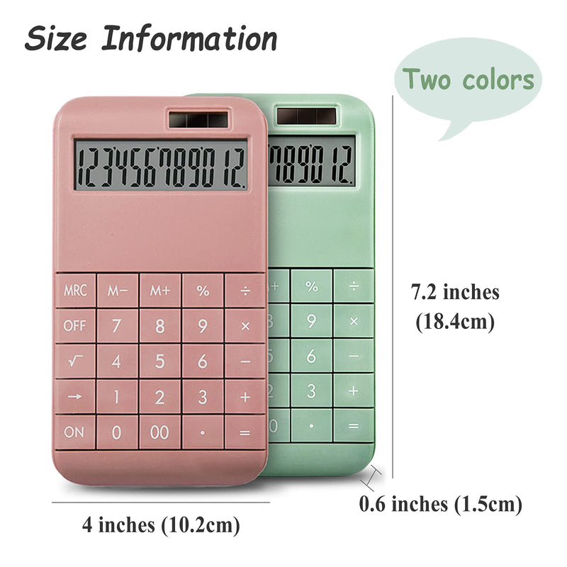 Electronic Calculators, SINLOOG 12-Digit LCD Large Display Dual Power Standard Function Solar Calculator, Big Sensitive Keys, Simple Elegant Design, School, Home, Office Calculator for Desk (Pink) Pink