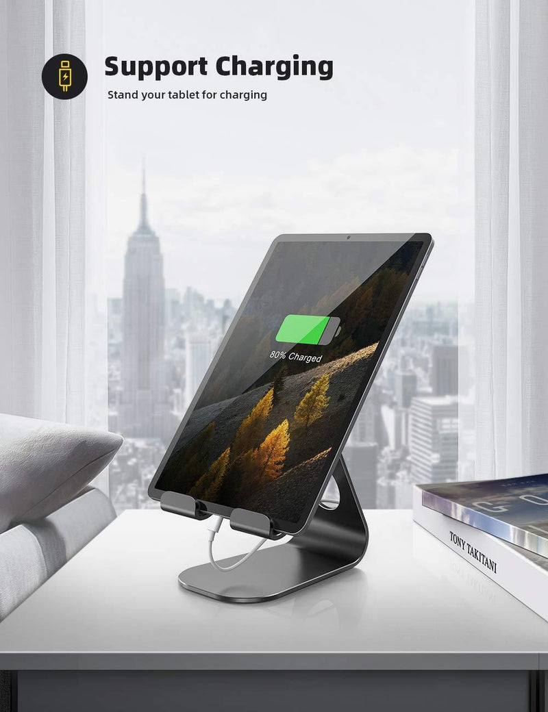 Tablet Stand Adjustable, Lamicall Tablet Stand : Desktop Stand Holder Dock Compatible with Tablet Such as iPad 2018 Pro 9.7, 10.5, Air Mini 2 3 4, Kindle, Nexus, Accessories, E-Reader (4-13'')-Black Black