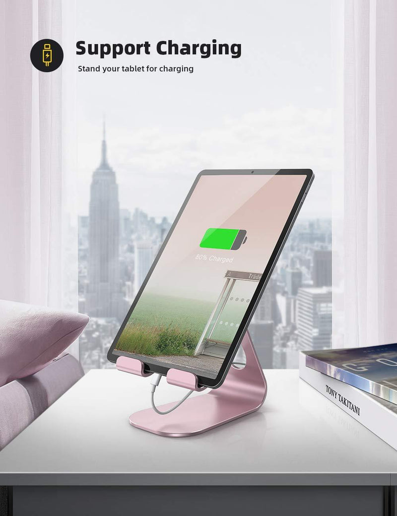 Tablet Stand Adjustable, Lamicall Tablet Stand : Desktop Stand Holder Dock Compatible with Tablet Such as iPad 2018 Pro 9.7, 10.5, Air Mini 4 3 2, Kindle, Nexus, Tab, E-Reader (4-13'') - Rose Gold