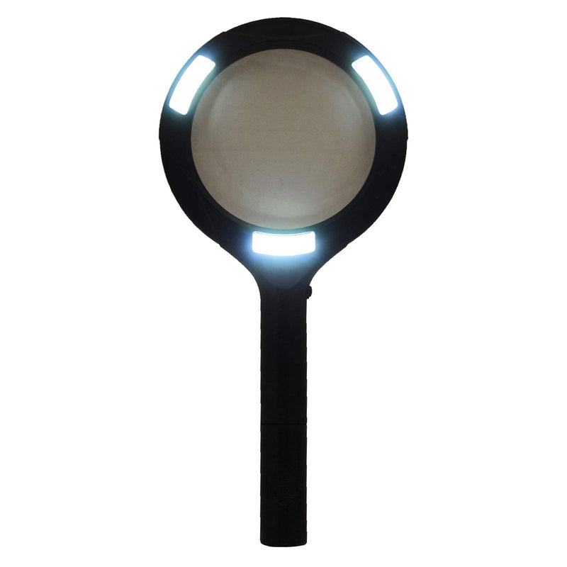 LitezAll COB LED 3X Magnifying Glass w/ Light - Lighted Handheld Magnifier Use For Macular Degeneration, Reading, Seniors, Jewelers, Low Vision or Quick Magnification 2 AA Batteries Included