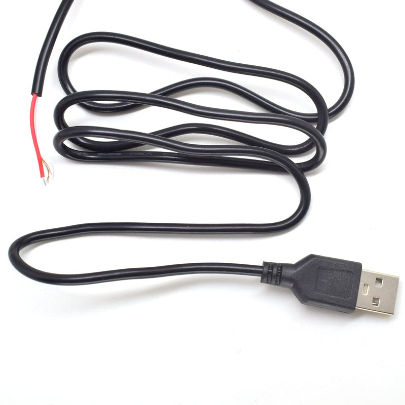 ELNONE 5pcs USB 2 Wire Pigtail Cable 1M 3.3ft Black 28AWG USB A Male Power Cable Plug Cord Connectors ¡­