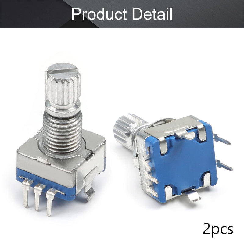 Fielect 360 Degree Rotary Encoder Code Switch Digital Potentiometer EC11 7 Pins 15mm Shaft 2Pcs