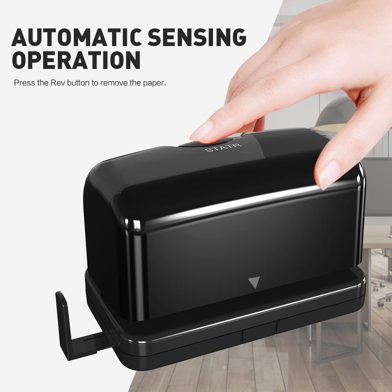 Electric 2 Hole Punch,VEYETTE Black Hole Punch,Punches Up to of 12-15 Sheets Paper, AC or Battery Black2hole
