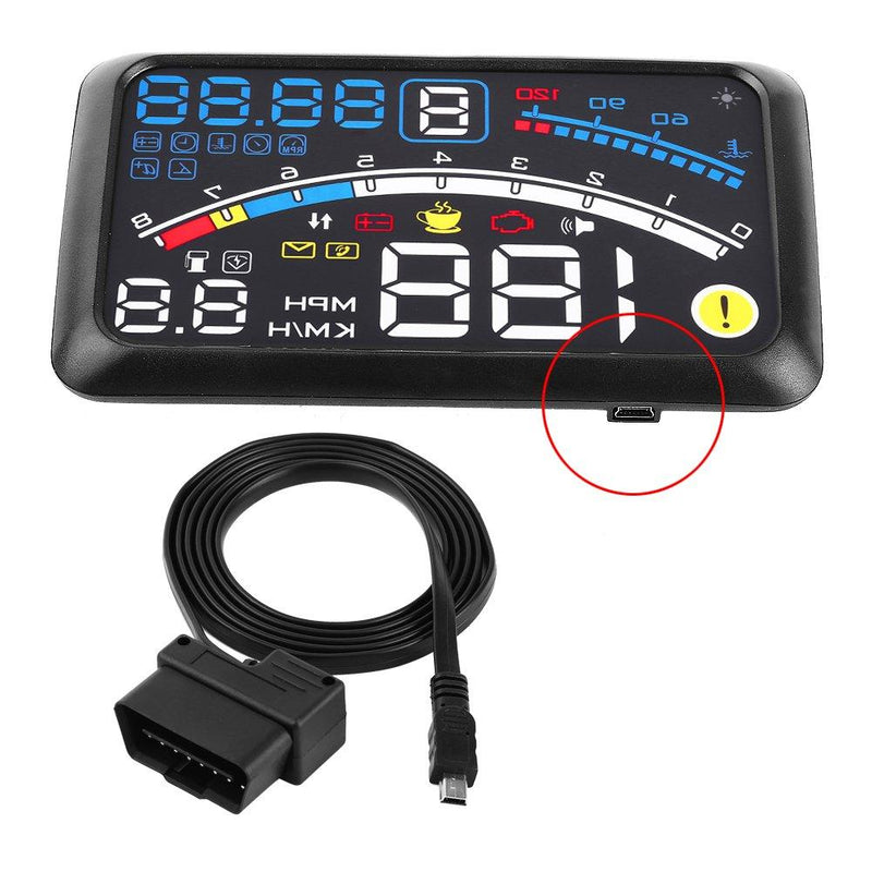 5.5" Car Hud Display, Universal F4 MPH Over Speed Alarm Speedometer Display KMH Windshield Projection Film 12V for Cars Navigation Other Vehicles