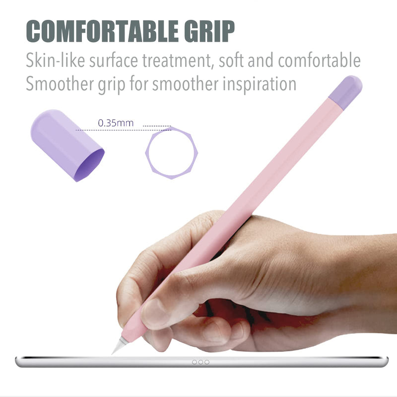 KELIFANG Silicone Case Sleeve Cover Compatible Apple Pencil 1st Generation, Protective Skin Holder Grip and 2 Tip Cap Accessories Compatible Pad Pro 12.9/10.5/9.7 inch, Pink