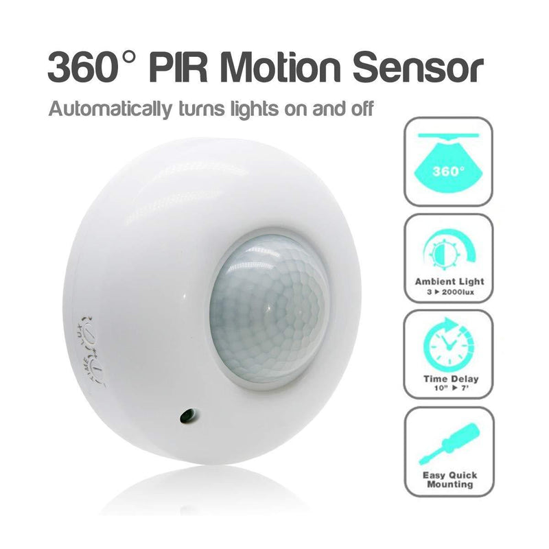 Sensky 360 Degree Ceiling Mount Occupancy Sensor, 110-240V PIR Motion Sensor Switch, High Sensitive Movement Detector Light Switch, Neutral Required(Max Detection Distance: 6 m)