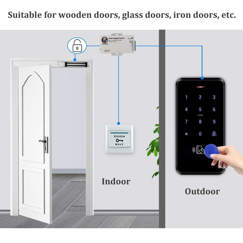 LEXI Ultimate Full Waterproof RFID Keypad, 3000 Users Capacity, 125KHz Stand-Alone Access Control Touch Screen Panel, PIN Code, Wiegand 26, with 10pcs RFID Key fob Cards, Can be Installed Outdoor S20IP68+10ID