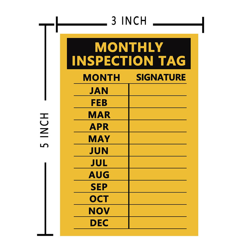 Monthly Inspection Tag,5x3 Inch Check Record Vinyl Sticker Label,200 Pcs Per Pack