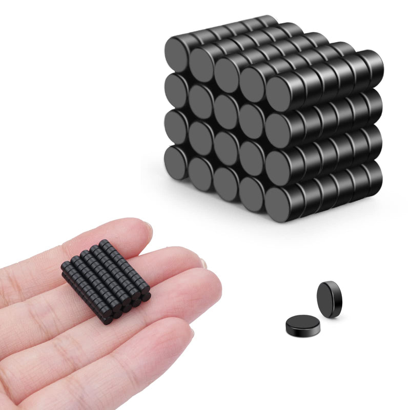TRYMAG Miniature Magnets 120 Pcs, 3x2mm Tiny Magnets Small Black Round Neodymium Disc Magnets Mini Rare Earth Magnets for Fridge, Crafts, Whiteboard, DIY, Science A6：3x2mm 120Pcs-Black