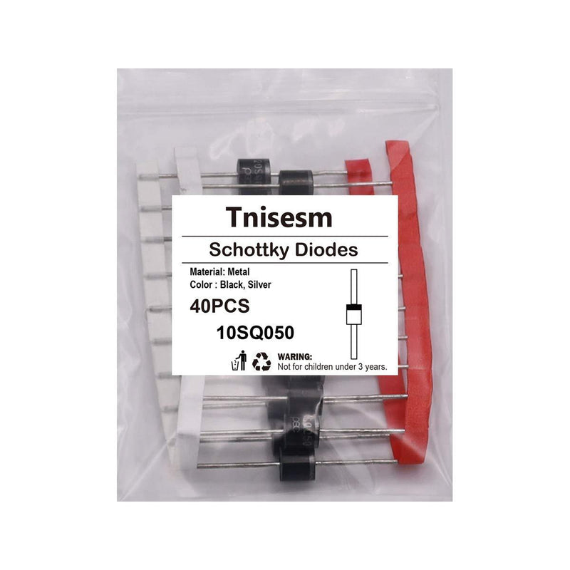 Tnisesm 40 Pcs 10SQ050 10A 50V Schottky Blocking Diode, Rectifiers Diode,Diode Axial Kit for Solar Panel