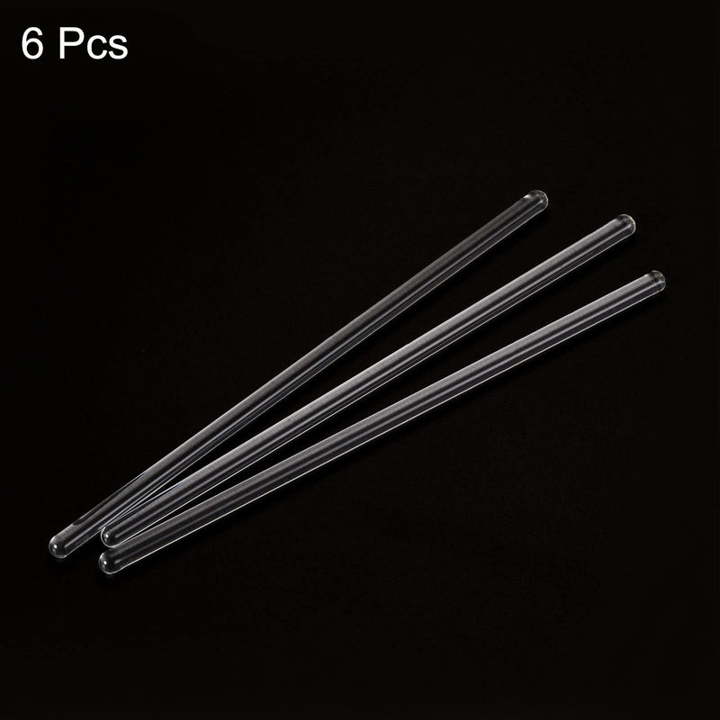 MECCANIXITY Borosilicate Glass Stick 5.91" Length 6mm Dia Stir Rod Mixing Tools with Both Ends Round for Lab Kitchen Science 6Pcs 5.91" x 0.24"