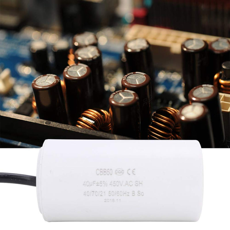 Starting capacitor, CBB60 capacitor 20µf 450V capacitor motor starting capacitor motor running capacitor microfarad capacitor with wire line CBB60 450V 20uF cable