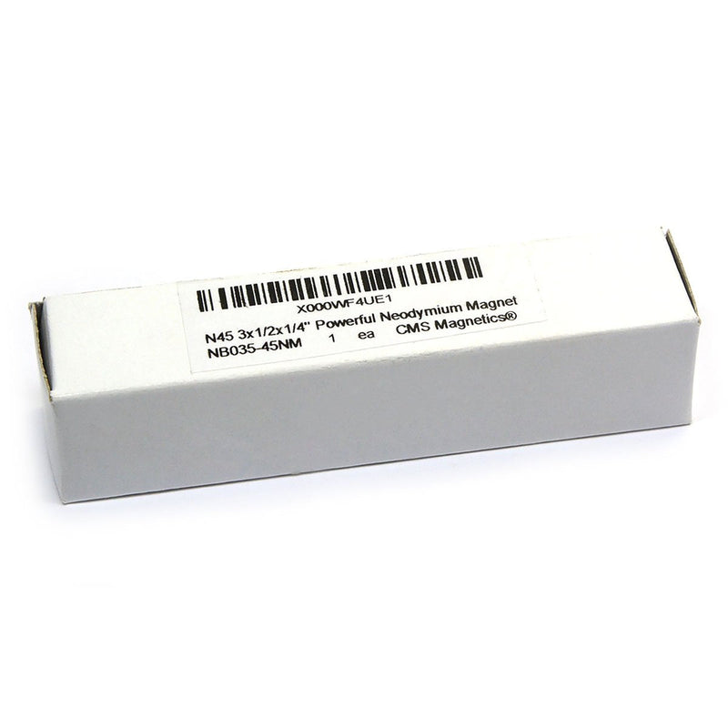 CMS MAGNETICS - Rectangle Neodymium Magnet Bar (1 ct, 3” x1/2" x1/4”) - Rare Earth Rectangle Magnet for Crafts, School Projects & Magnetic Therapy, Pack of One Rectangular Neodymium Bar Magnet