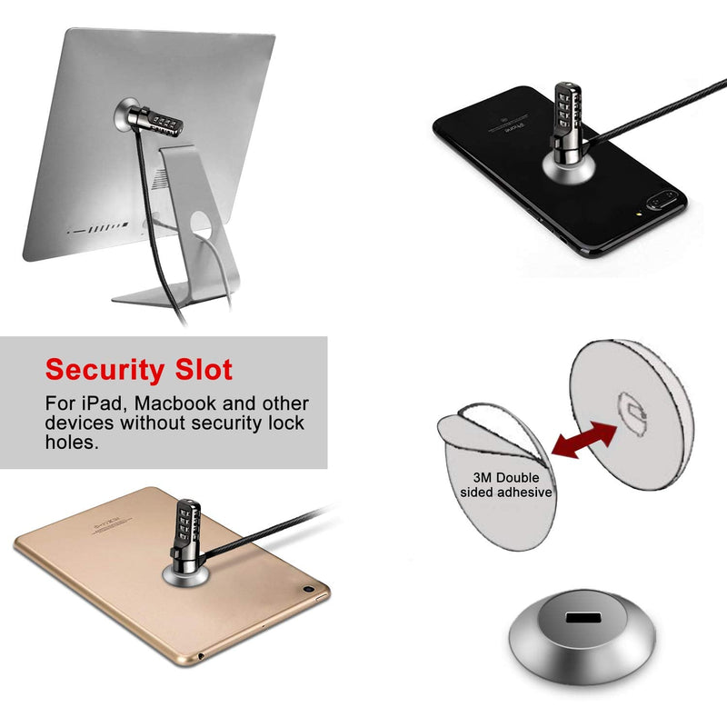 Computer Laptop Cable Lock,Slot Plate 6.23ft Cable,Security Computer Combination Lock, 4 Digital Password Protection Cable, Anti Theft Lock and Notebook Other Device