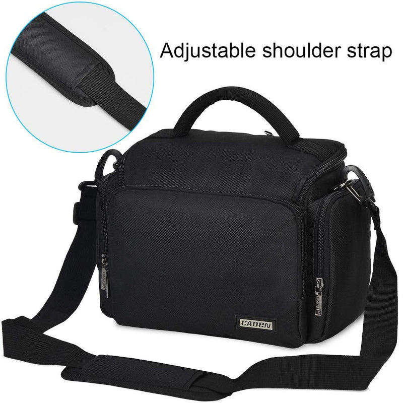 CADeN Camera Shoulder Crossbody Bag Case Compatible for Nikon, Canon, Sony SLR/DSLR Mirrorless Cameras and Lenses Waterproof Black Large