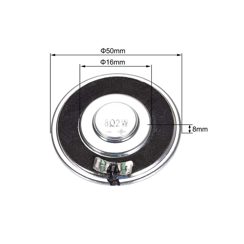 uxcell Round Internal Magnet Speaker Loudspeaker 8 Ohm 2W 50mm Dia Steel Shell