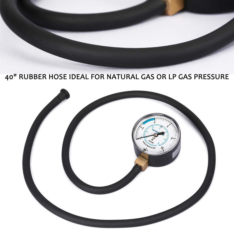 MEASUREMAN Natural Gas or LP Gas Manifold Pressure Test Kit, 0-10 "W.C., 1/4"NPT, 40" Length Hose 0-10inH2O Pressure Test Kit