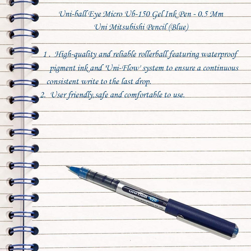 UNI-BALL EYE UB-150 BLUE [Pack of 3] MICRO 0.5mm TIP ROLLERBALL PEN