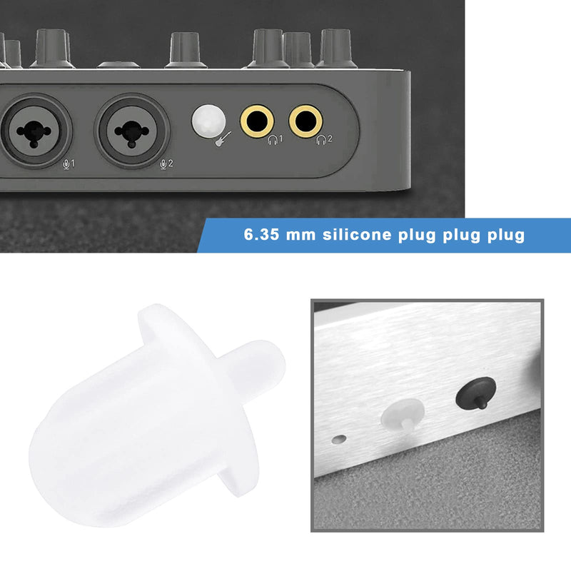 20Pcs 6.35mm Silicone Anti Dust Plugs Socket Dust Cover Anti Dust Jack Plug Stopper Cap Accessories for Amplifier DVD Karaoke White