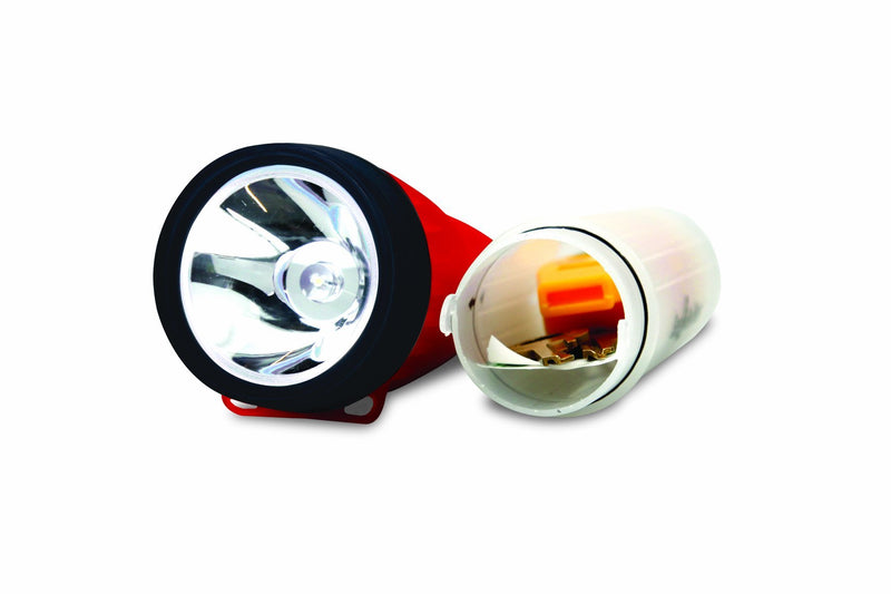 Life Gear LED Flashlight with Glow Handle, Emergency Flasher and Storage Compartment, RED