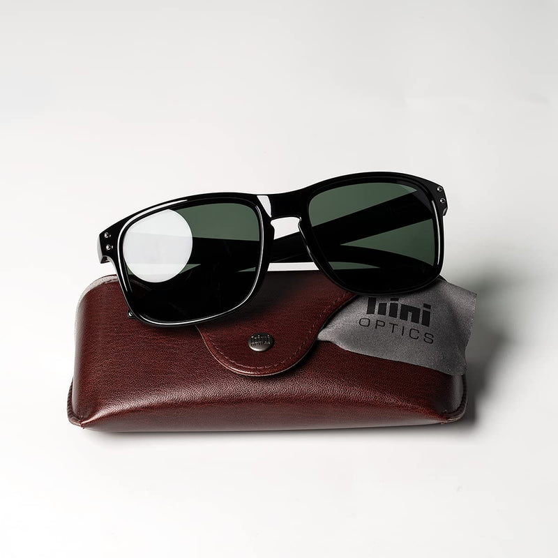 Bnus italy made classic sunglasses corning real glass lens w. polarized option Black / Polarized Green G15(m) Polarized Size:56mm(M)