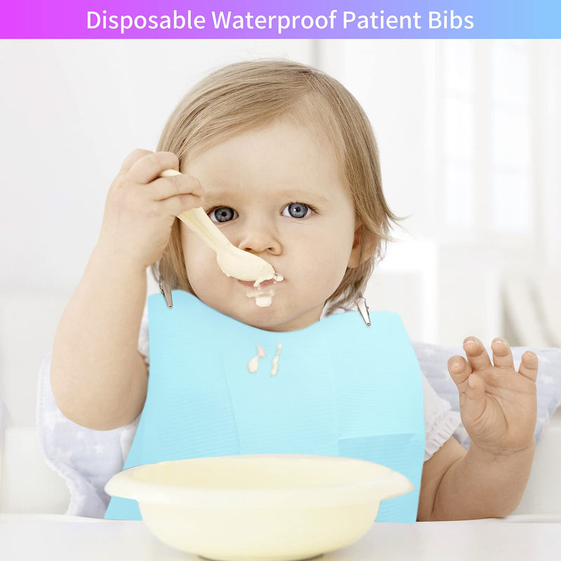 Disposable Dental Bibs Waterproof Dentist Napkins 60 PCS, 3 Ply Tattoo Bibs Tray Covers Patient Bib Lap Cloths 13" x 18" for Dental Clinic, Tattoo Staion and Salon - Light Blue