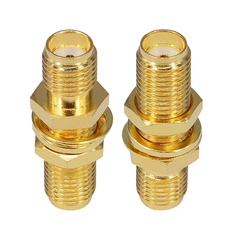 BOOBRIE SMA Socket Connector SMA Female to Female Barrel Adapter SMA Panel Chassis Mount Connector SMA Female Bulkhead Connector Antenna Jack Adapter for Wireless LAN Device SMA Coax Cable Pack of 2 2 pieces