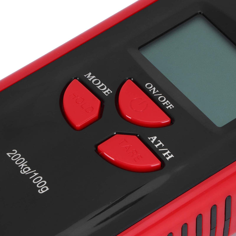 Electronic Scale with Hook, 200kg Portable Digital LCD Display with Backlight kg/lb/jin Crane Scale, Durable Multi-Purpose Electronic Scale for Fish Hunting (Red Frame)