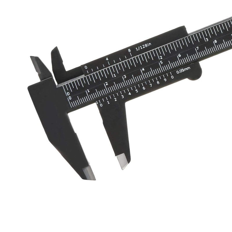 uxcell Vernier Caliper 150mm 6 Inch Metric Mini Double Scale Plastic Ruler Measuring Tool Black