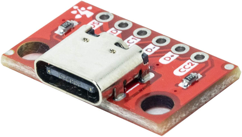 risingsaplings 2pcs USB Type-C Female Breakout Board 6 pins Output 2 CC Pins 5K1 Res (2.54mm 100mils Pitch)